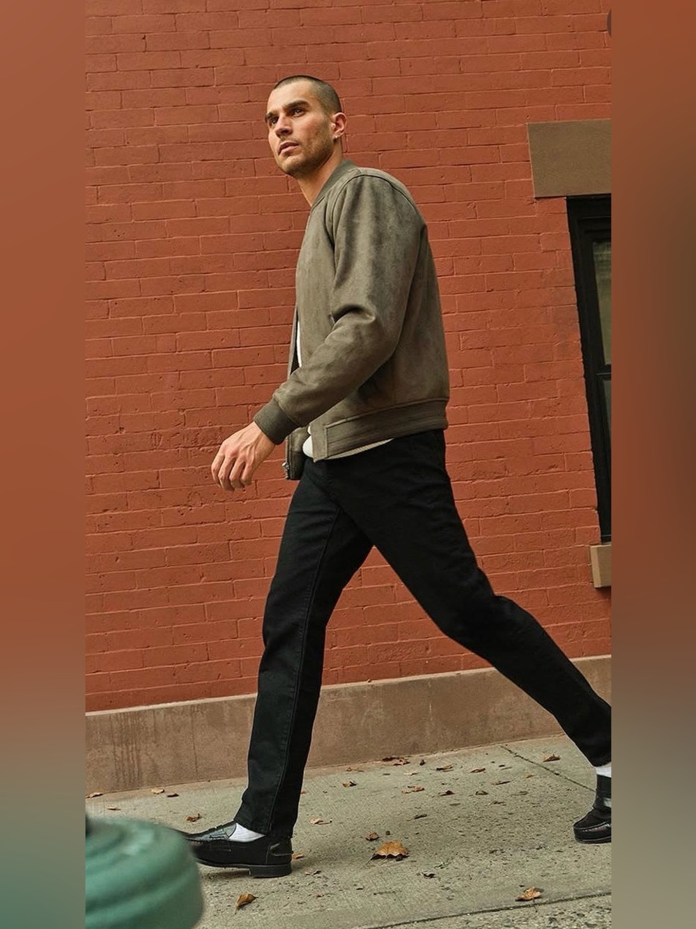 Abercrombie & Fitch Men’s Vegan Suede Bomber Jacket Green L